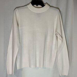 Elegant off White Women's fine gauge mock neck Sweater